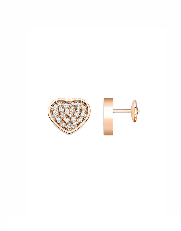 CHOPARD HAPPY HEART EARRINGS PINK GOLD DIAMOND