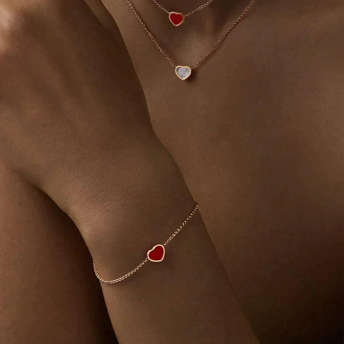 CHOPARD HAPPY HEART CARNELIAN PINK GOLD BRACELET DIAMOND