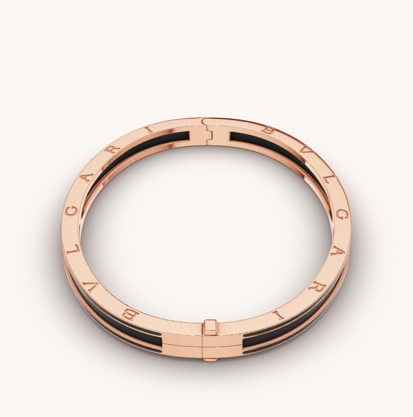 BVLGARI ZERO 1 PINK GOLD WITH MATTE BLACK CERAMIC BRACELET