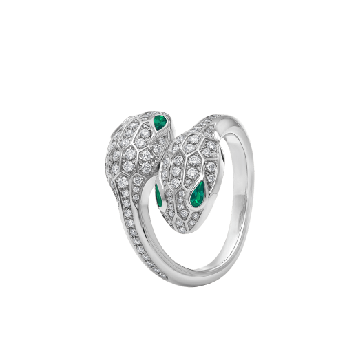 BVLGARI SERPENTI RING MALACHITE DIAMOND DOUBLE SNAKE