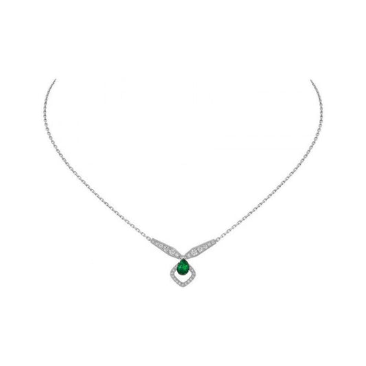 CHAUMET JOSEPHINE MALACHITE SILVER DIAMOND NECKLACE
