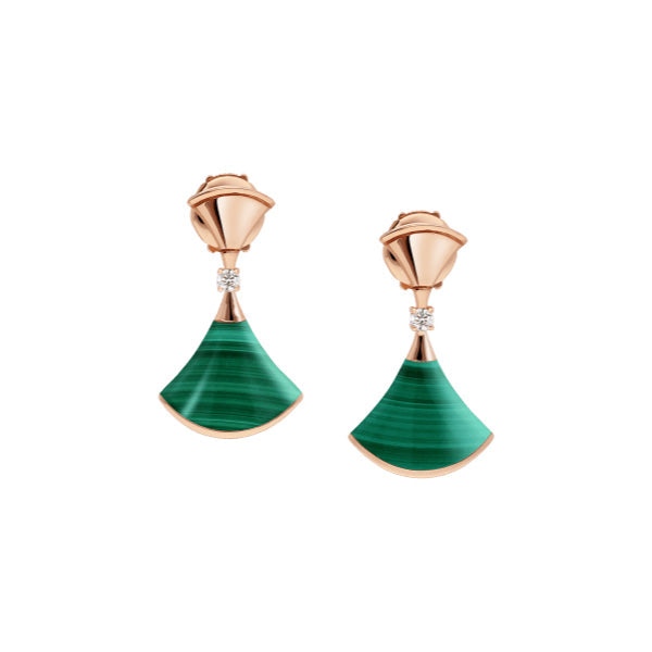 BVLGARI DREAM MALACHITE PINK GOLD EARRINGS
