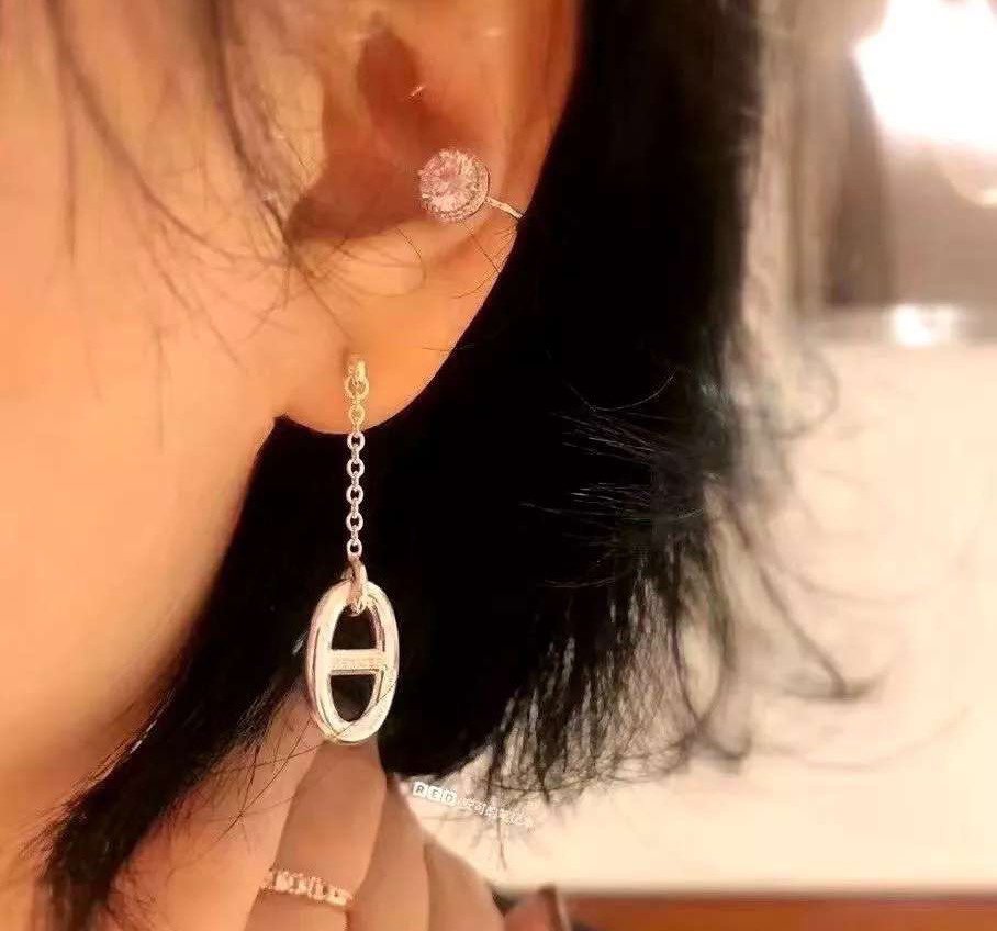 HERMES CHAINE TASSEL EARRINGS