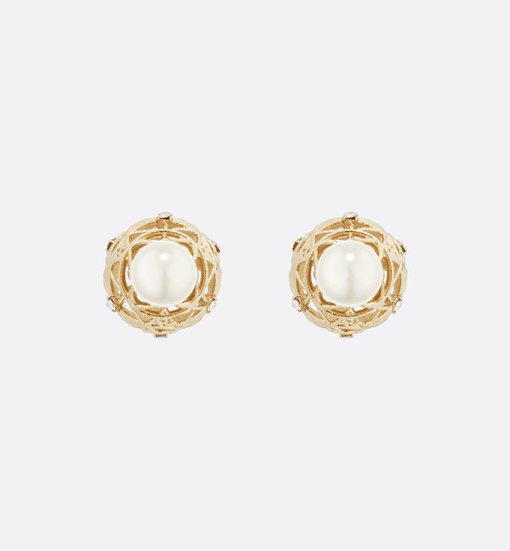 DIOR CD TRIBALES PEARL GOLD DIAMOND EARRINGS