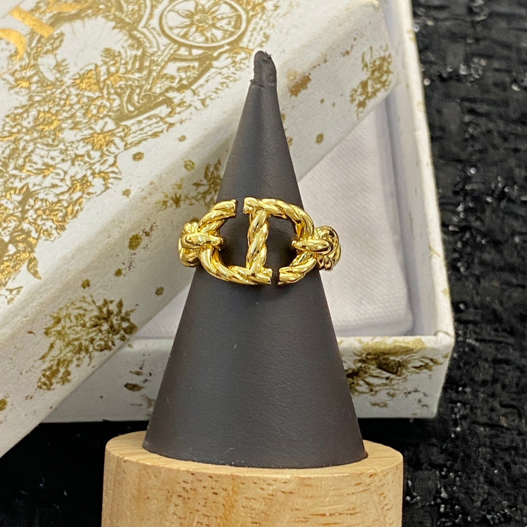DIOR CD NAVY GOLD RING