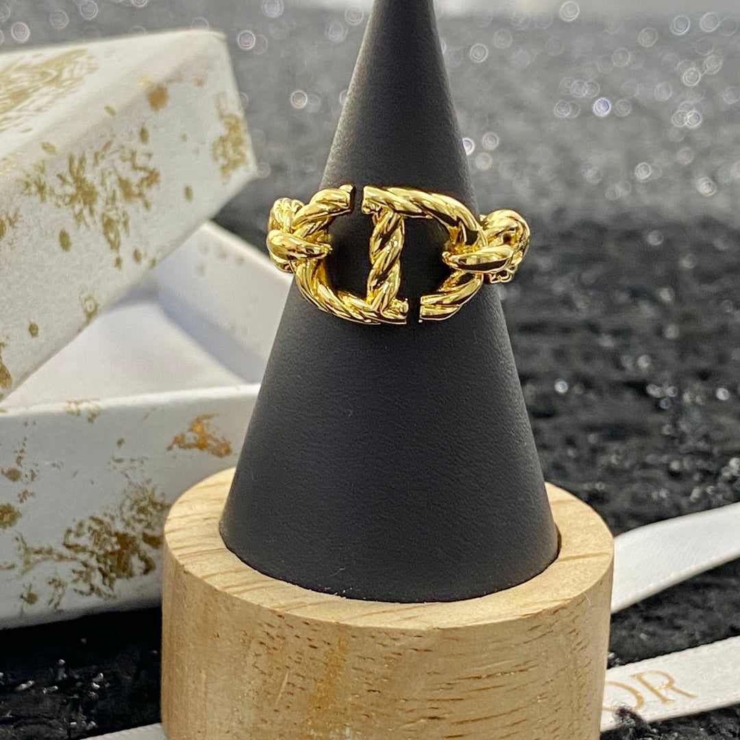 DIOR CD NAVY GOLD RING