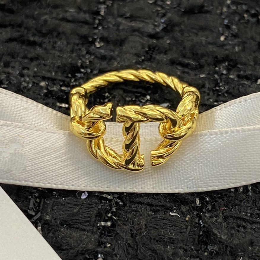 DIOR CD NAVY GOLD RING