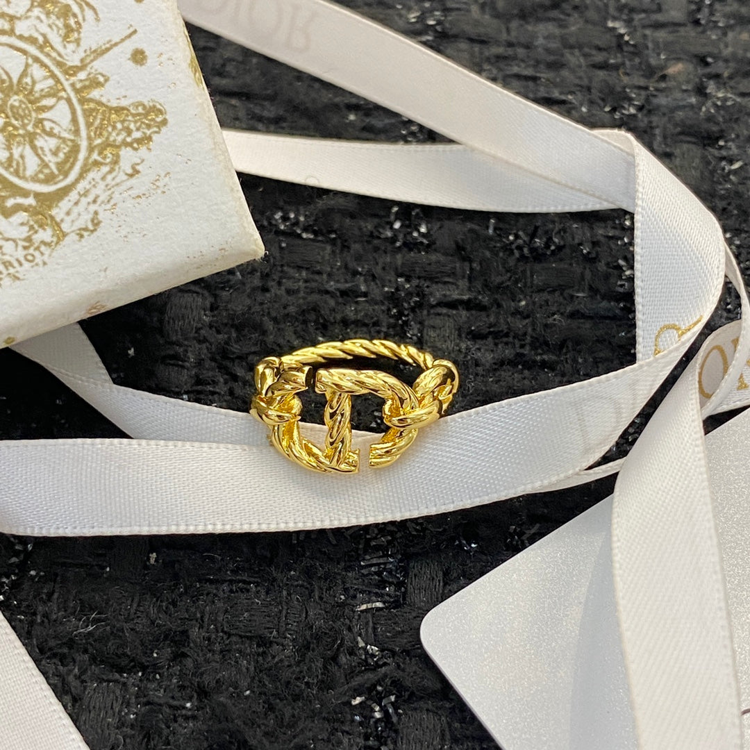 DIOR CD NAVY GOLD RING