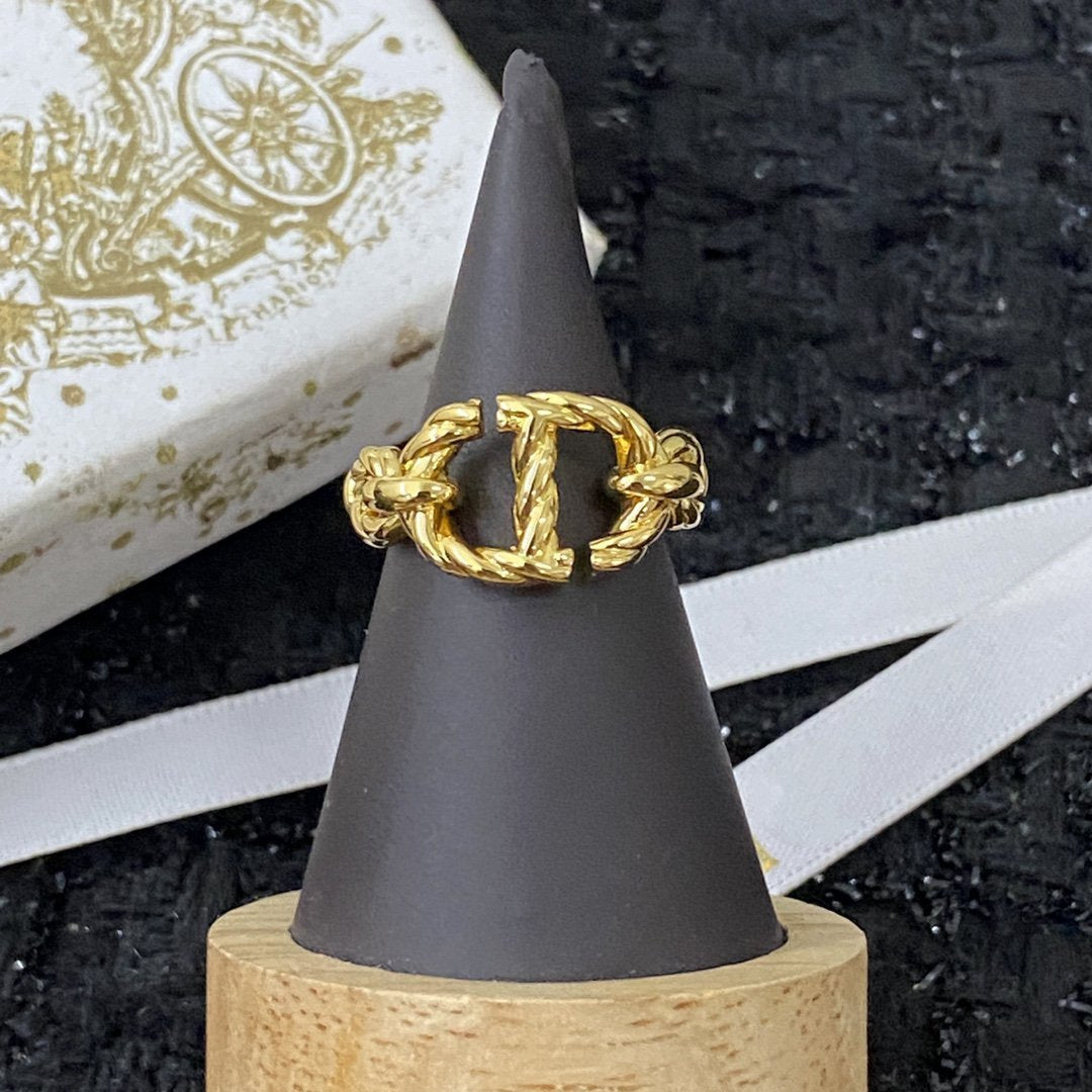 DIOR CD NAVY GOLD RING