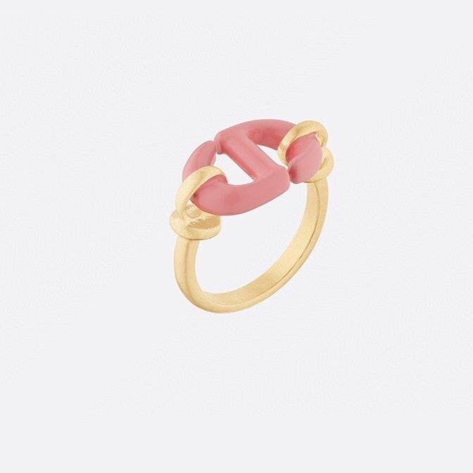 DIOR CD RED AND PINK GOLD RING