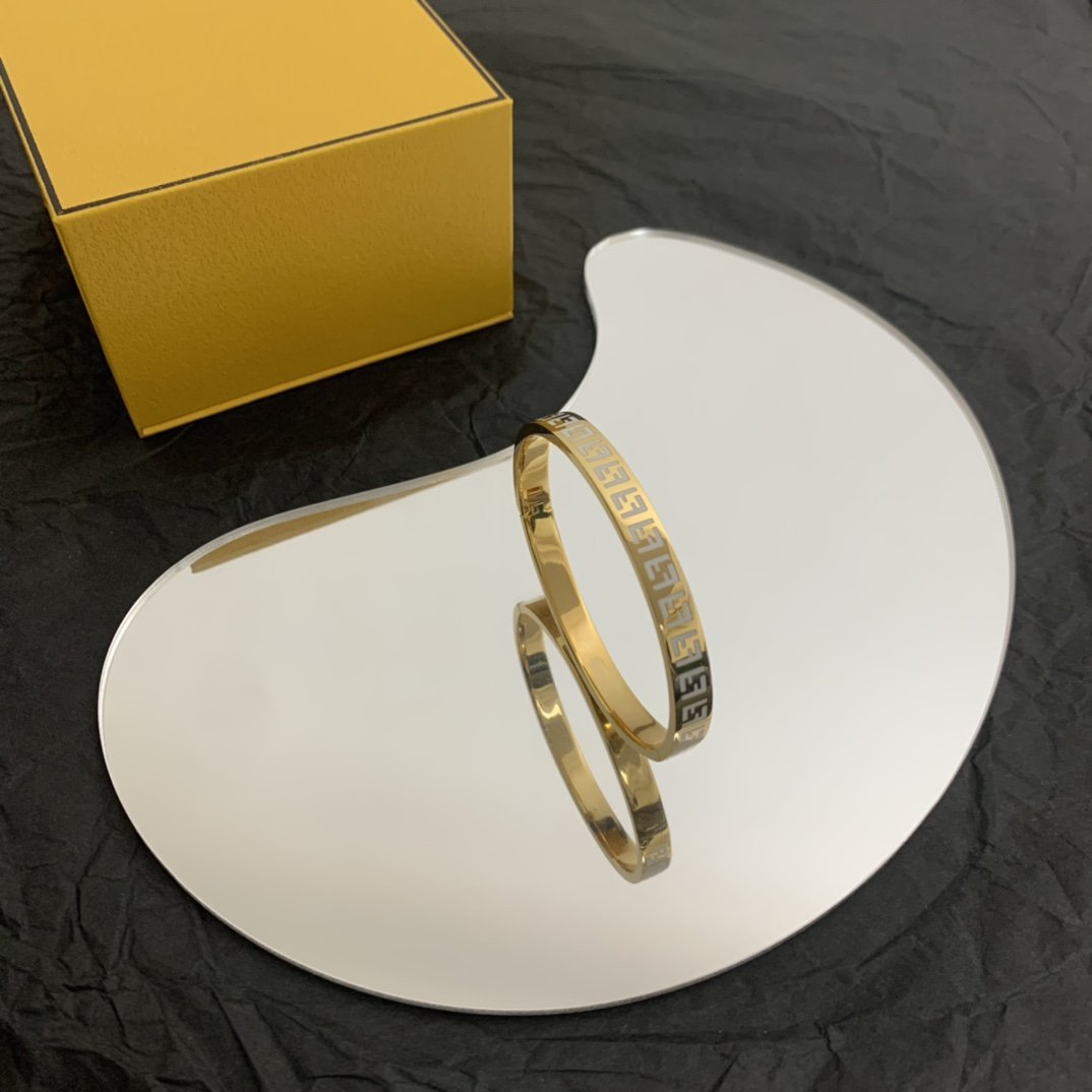 FENDI FOREVER F GOLD BRACELET WHITE