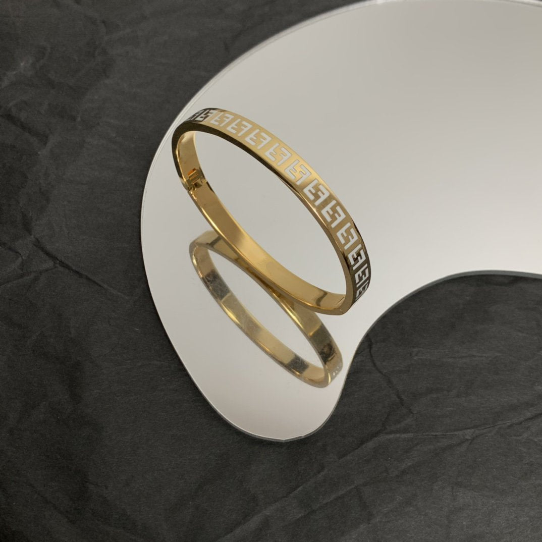 FENDI FOREVER F GOLD BRACELET WHITE