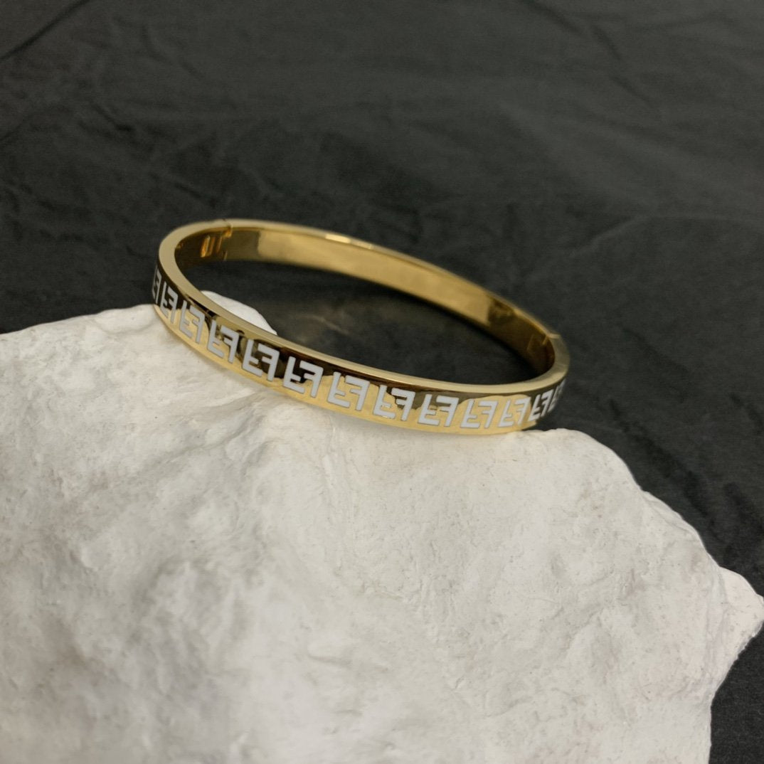 FENDI FOREVER F GOLD BRACELET WHITE