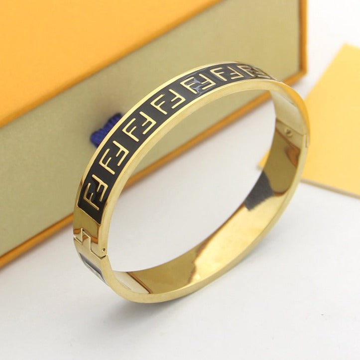 FENDI FF LOGO BLACK BRACELET