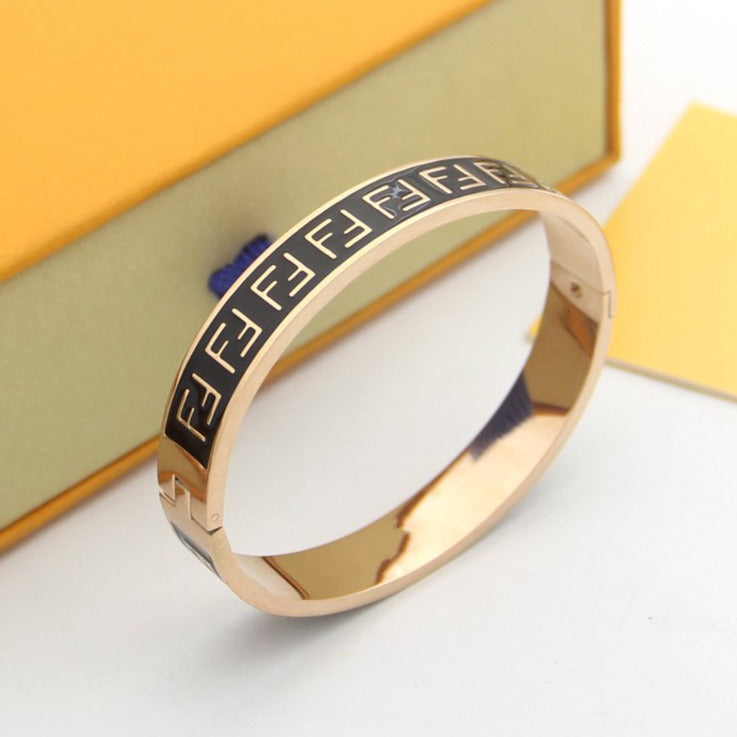 FENDI FF LOGO BLACK BRACELET