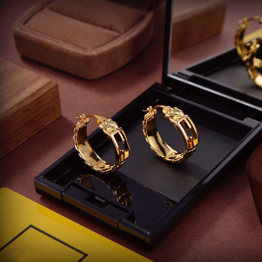 FENDI BAGUETTE SMALL EARRINGS GOLD