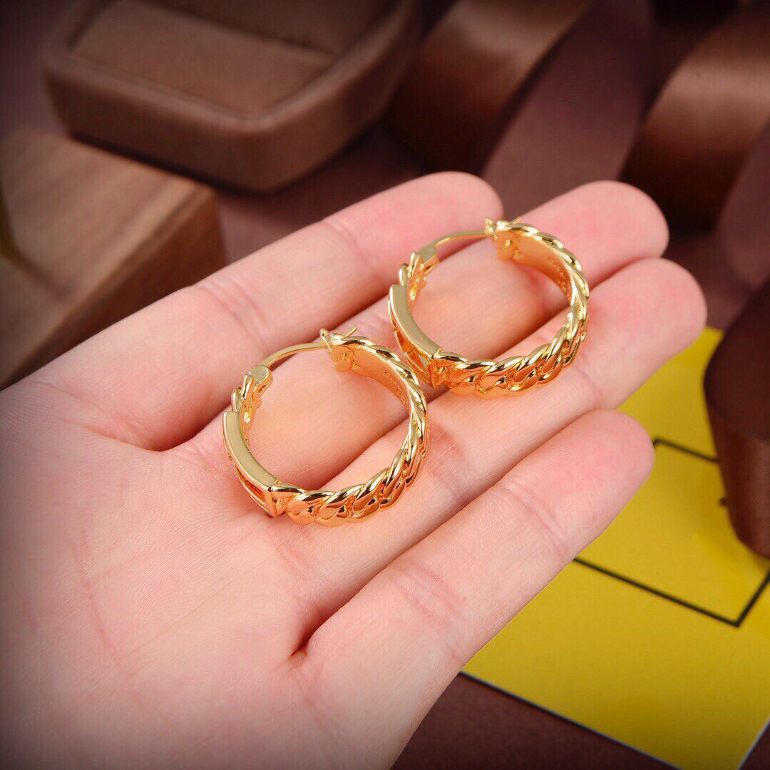 FENDI BAGUETTE SMALL EARRINGS GOLD