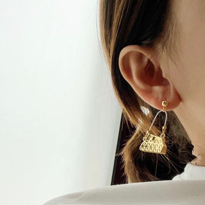 FENDI FF BAG GOLD EARRINGS