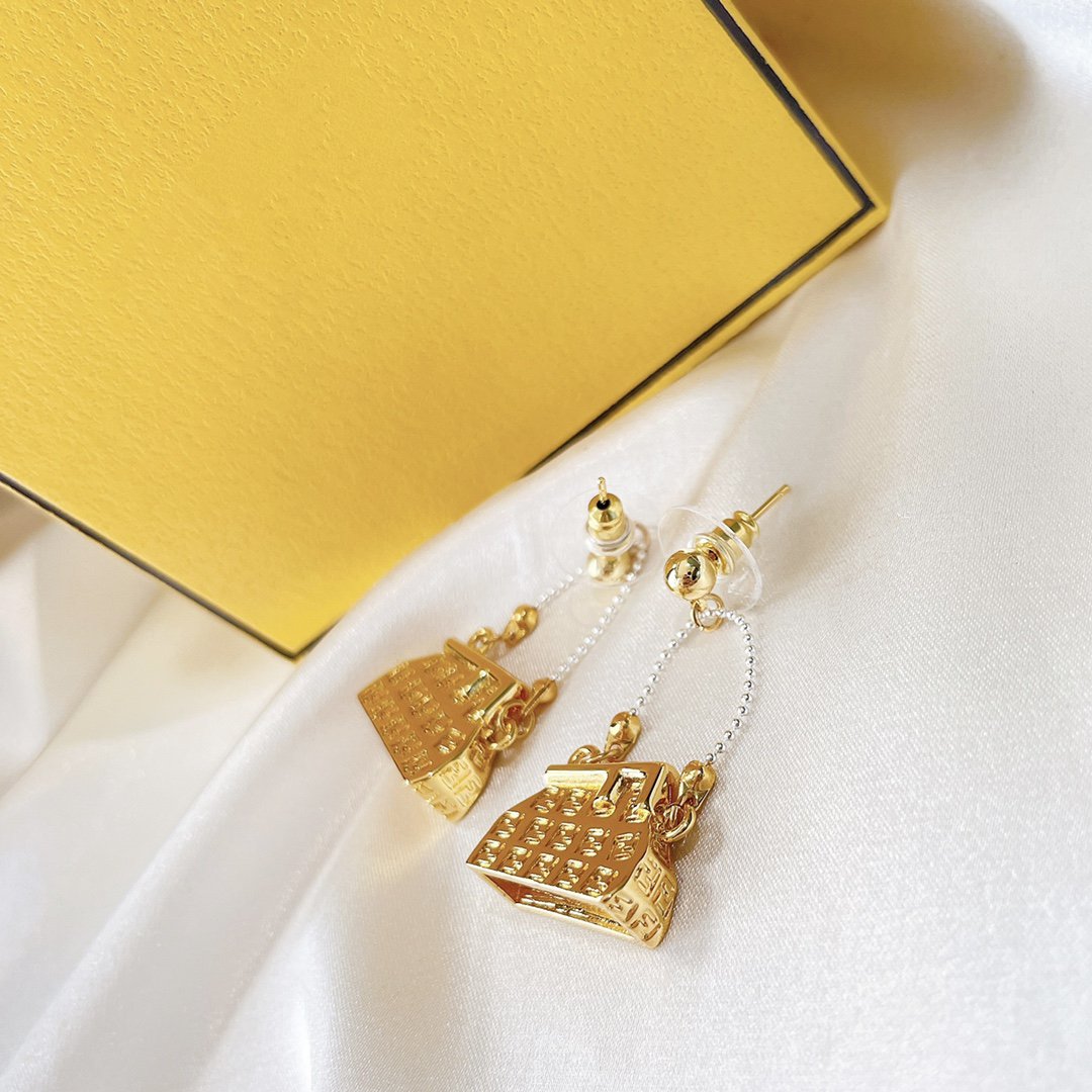 FENDI FF BAG GOLD EARRINGS