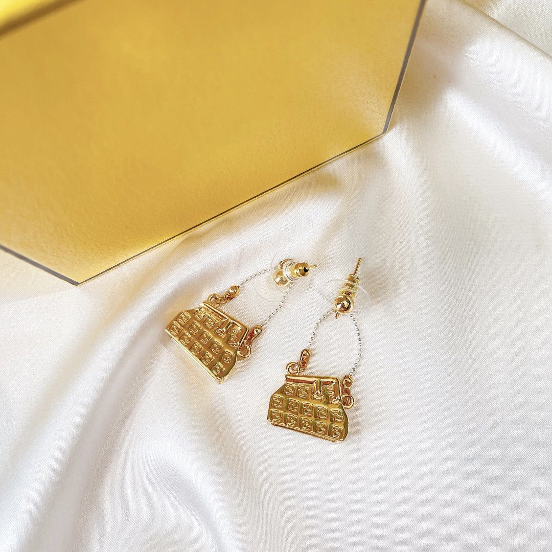 FENDI FF BAG GOLD EARRINGS