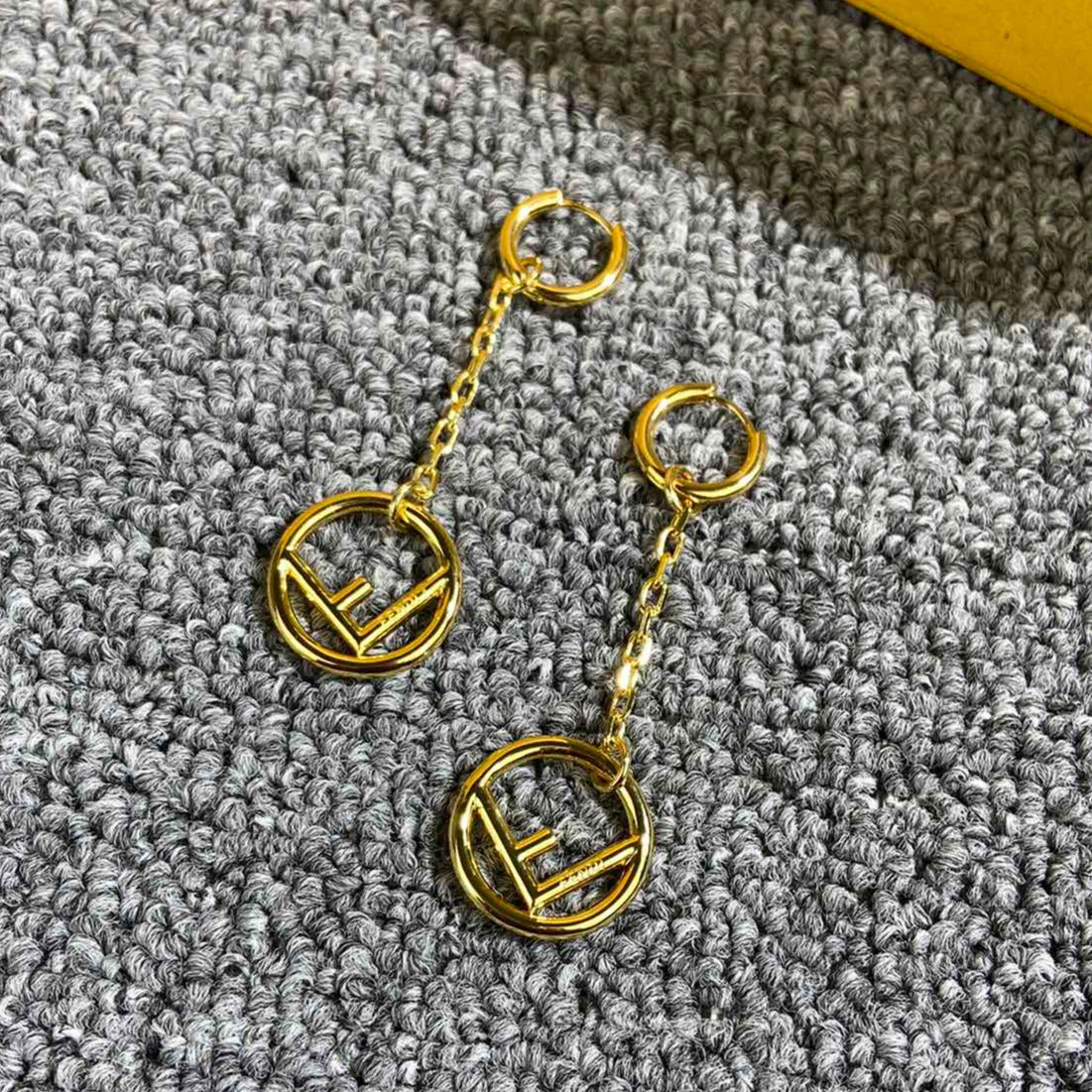 FENDI F DROP GOLD EARRINGS