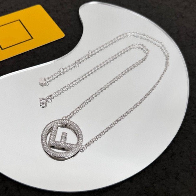 FENDI F LOGO NECKLACE FULL DIAMOND