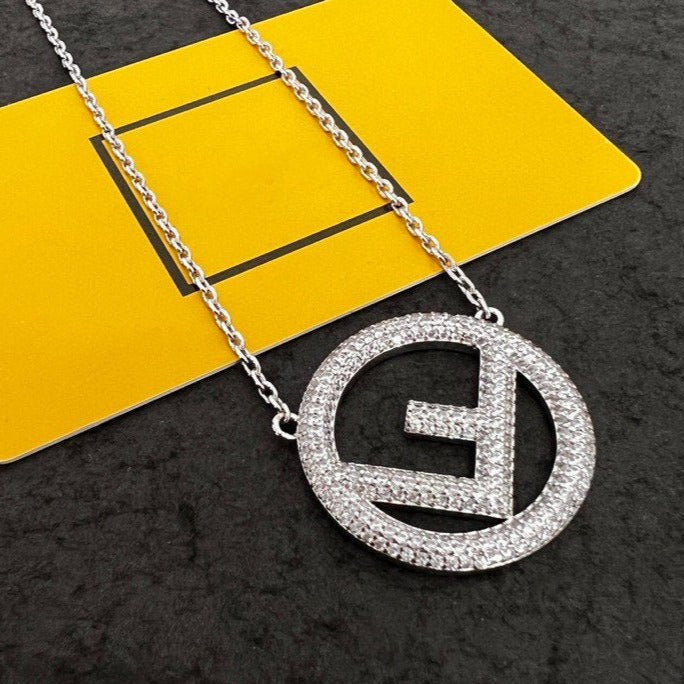 FENDI F LOGO NECKLACE FULL DIAMOND