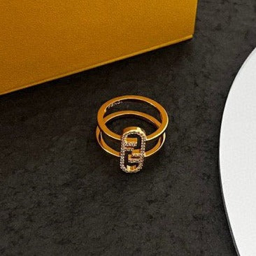FENDI FEN O'LOCK GOLD DIAMOND RING