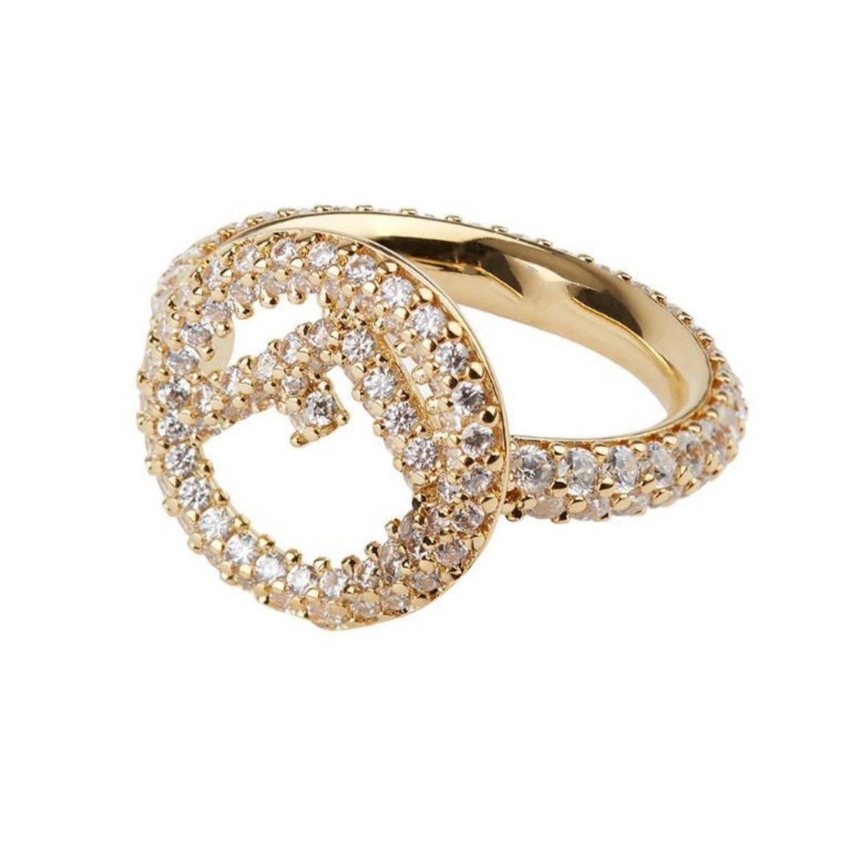 FENDI F LOGO GOLD FULL DIAMOND RING