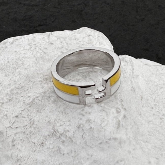 FENDI FF RING SILVER WHITE&YELLOW