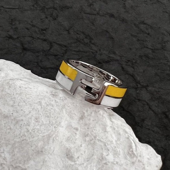 FENDI FF RING SILVER WHITE&YELLOW