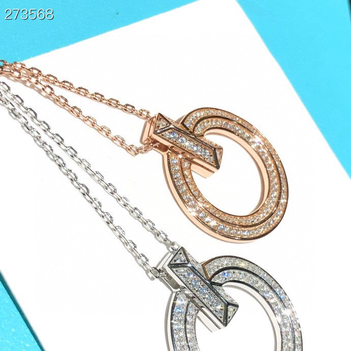 TIFFANY T1 CIRCLE DIAMOND PAVED MEDIUM NECKLACE