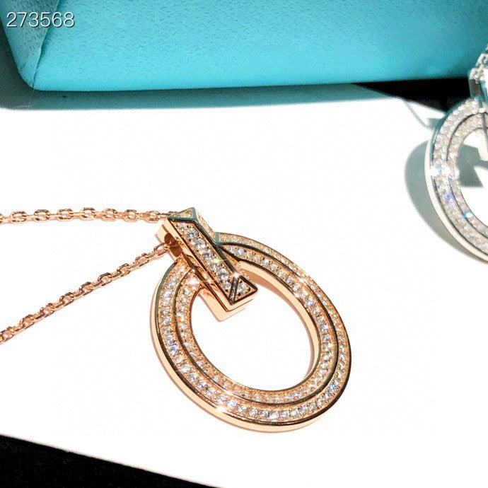 TIFFANY T1 CIRCLE DIAMOND PAVED MEDIUM NECKLACE