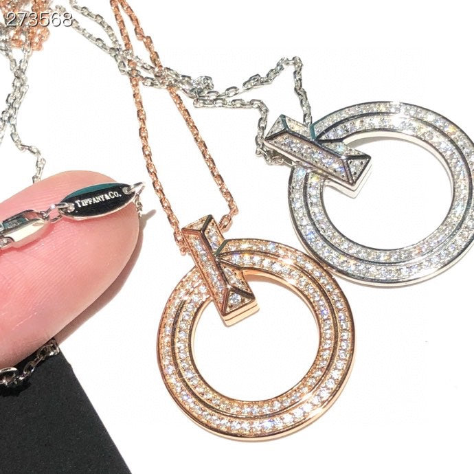 TIFFANY T1 CIRCLE DIAMOND PAVED MEDIUM NECKLACE