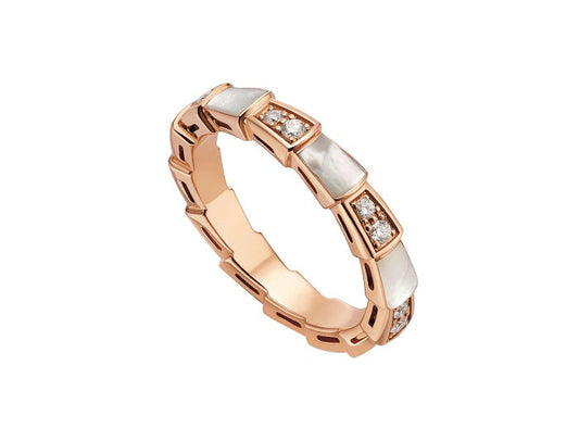 BVLGARI SERPENTI RING PINK GOLD DIAMOND MOP 3MM