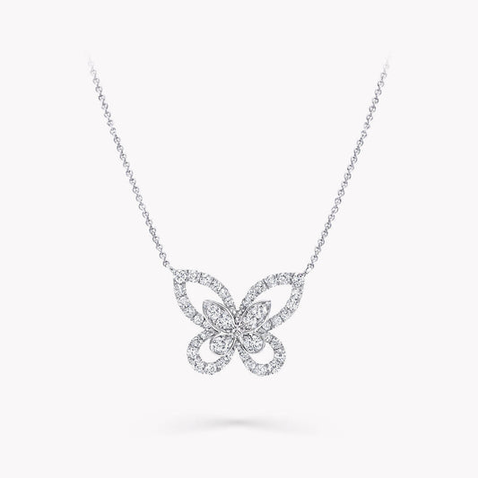 GRAFF BUTTERFLY SILHOUETTE SILVER DIAMOND NECKLACE