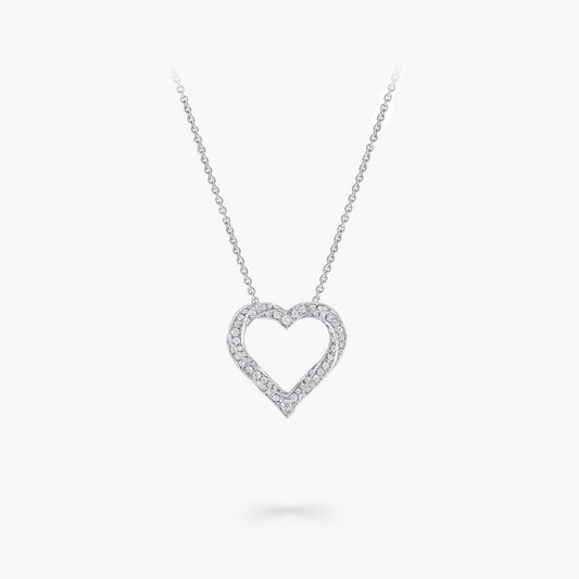 GRAFF SPIRAL HEART SILHOUETTE PAVED SILVER DIAMOND NECKLACE