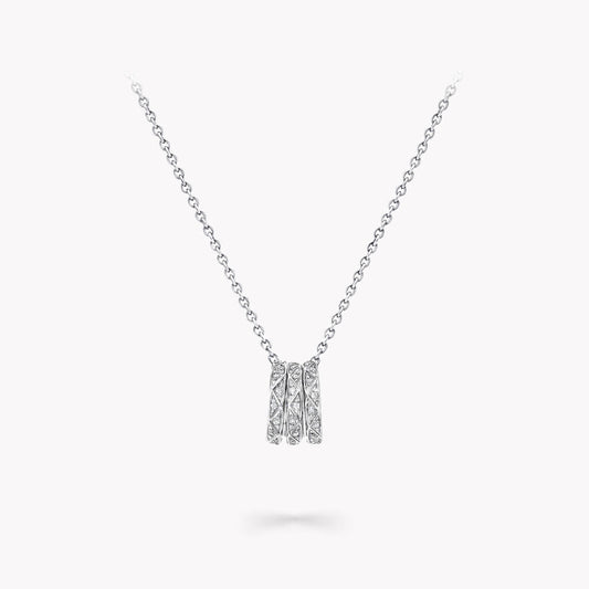 GRAFF LAURENCE SIGNATURE TRIPLE PAVED SILVER DIAMOND NECKLACE