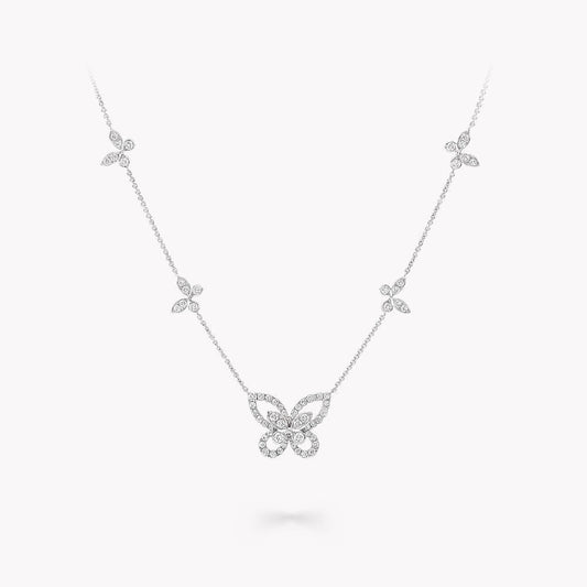 GRAFF MULTI BUTTERFLY SILHOUETTE SILVER DIAMOND NECKLACE