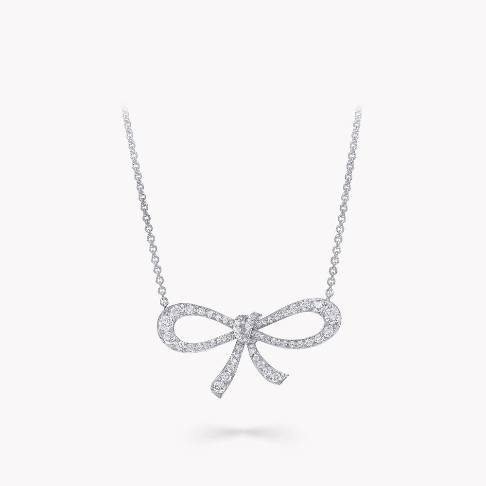 GRAFF TILDA BOW MINI SILVER DIAMOND NECKLACE