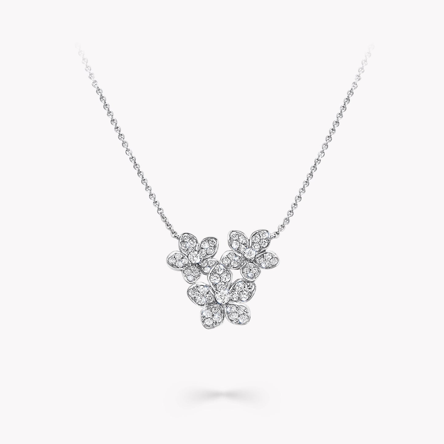 GRAFF WILD FLOWER SILVER DIAMOND CLUSTER NECKLACE