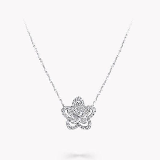GRAFF WILD FLOWER SILVER DIAMOND NECKLACE