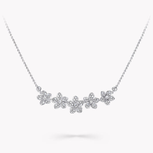 GRAFF WILD FLOWER SILVER DIAMOND LINE NECKLACE