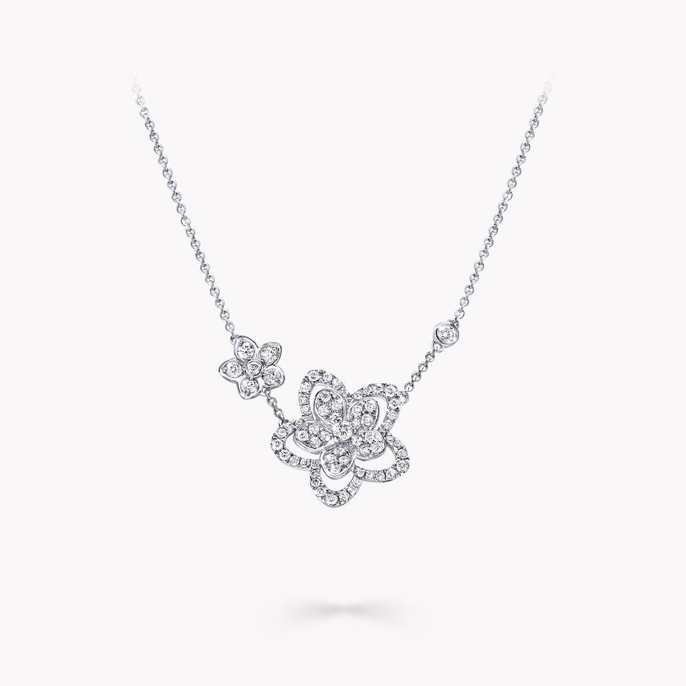 GRAFF WILD FLOWER DOUBLE SILVER DIAMOND NECKLACE