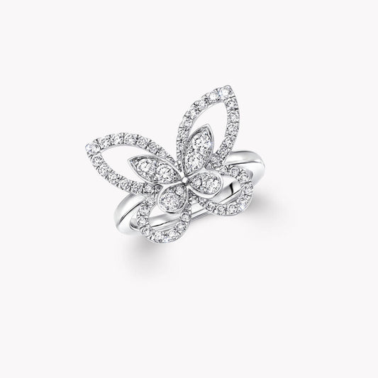GRAFF BUTTERFLY SILHOUETTE SILVER DIAMOND RING