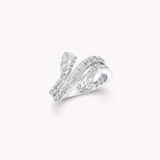 GRAFF DUET TRIPLE ROW SILVER DIAMOND RING