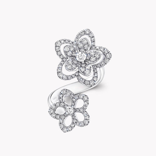 GRAFF WILD FLOWER DOUBLE SILVER DIAMOND RING