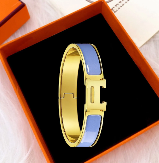 HERMES H BRACELET ROMANTIC BLUE 12MM