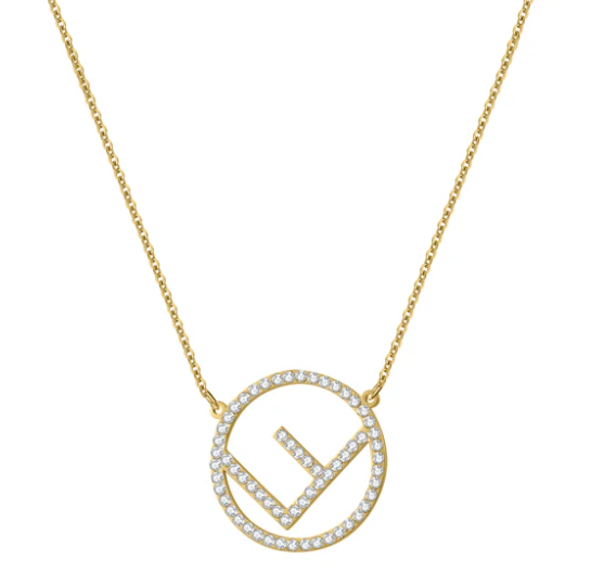 FENDI F LOGO NECKLACE FULL DIAMOND