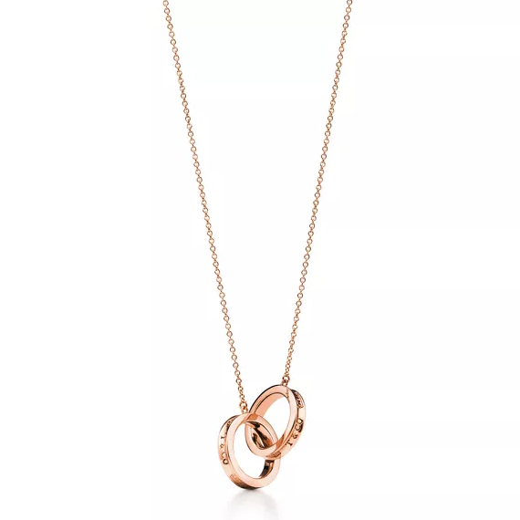 TIFFANY NECKLACE FEMALE DOUBLE RING DOUBLE CIRCLE COUPLE PENDANT